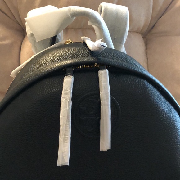NWT Black Tory Burch Perry Bombe Leather Backpack - Picture 3 of 7